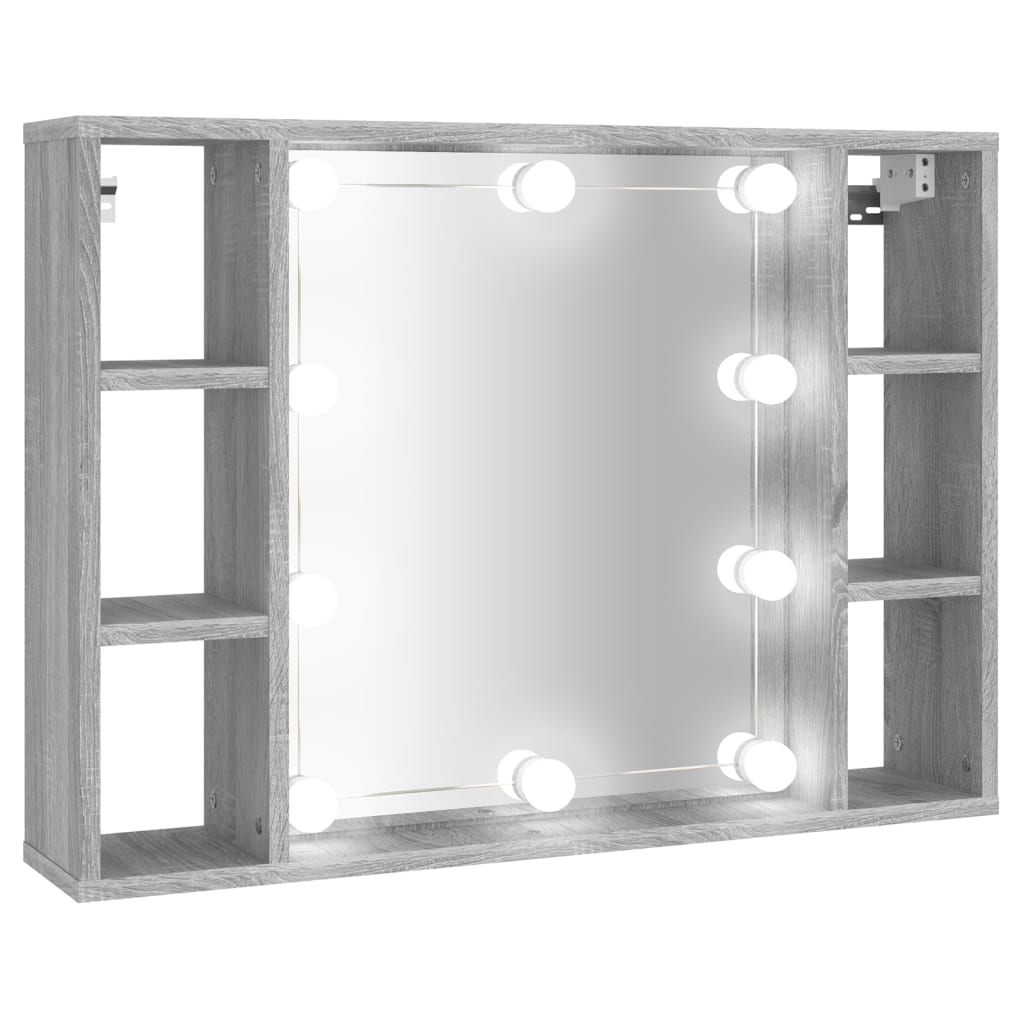 Spiegelkast Met Led-Verlichting 76X15X55 Cm Grijs Sonoma Eiken