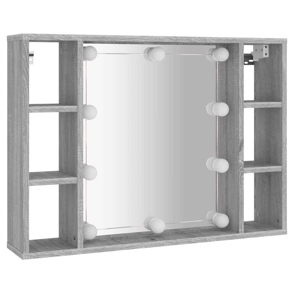 Spiegelkast Met Led-Verlichting 76X15X55 Cm Grijs Sonoma Eiken