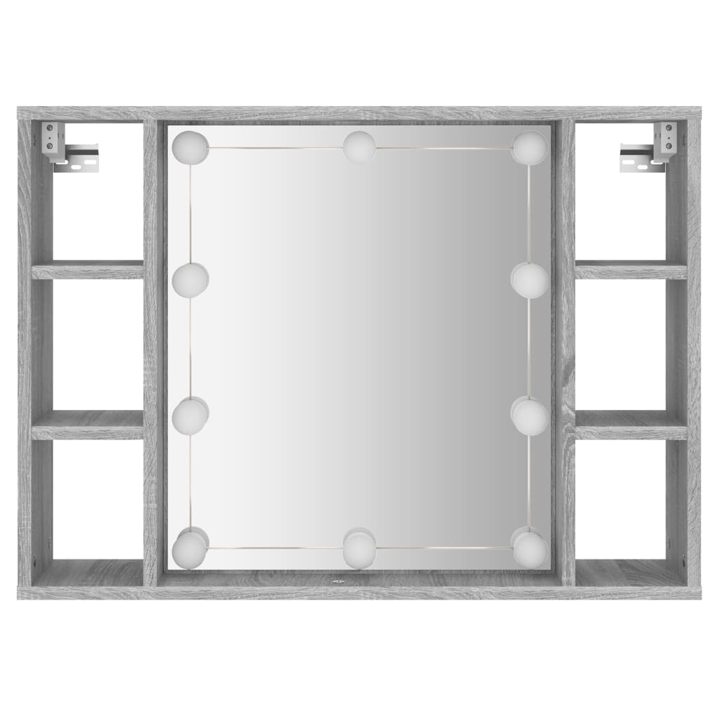 Spiegelkast Met Led-Verlichting 76X15X55 Cm Grijs Sonoma Eiken
