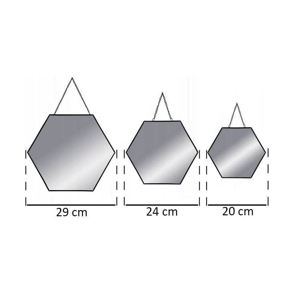 Set Spiegels Atmosphera 36005 Zeshoekig Zwart