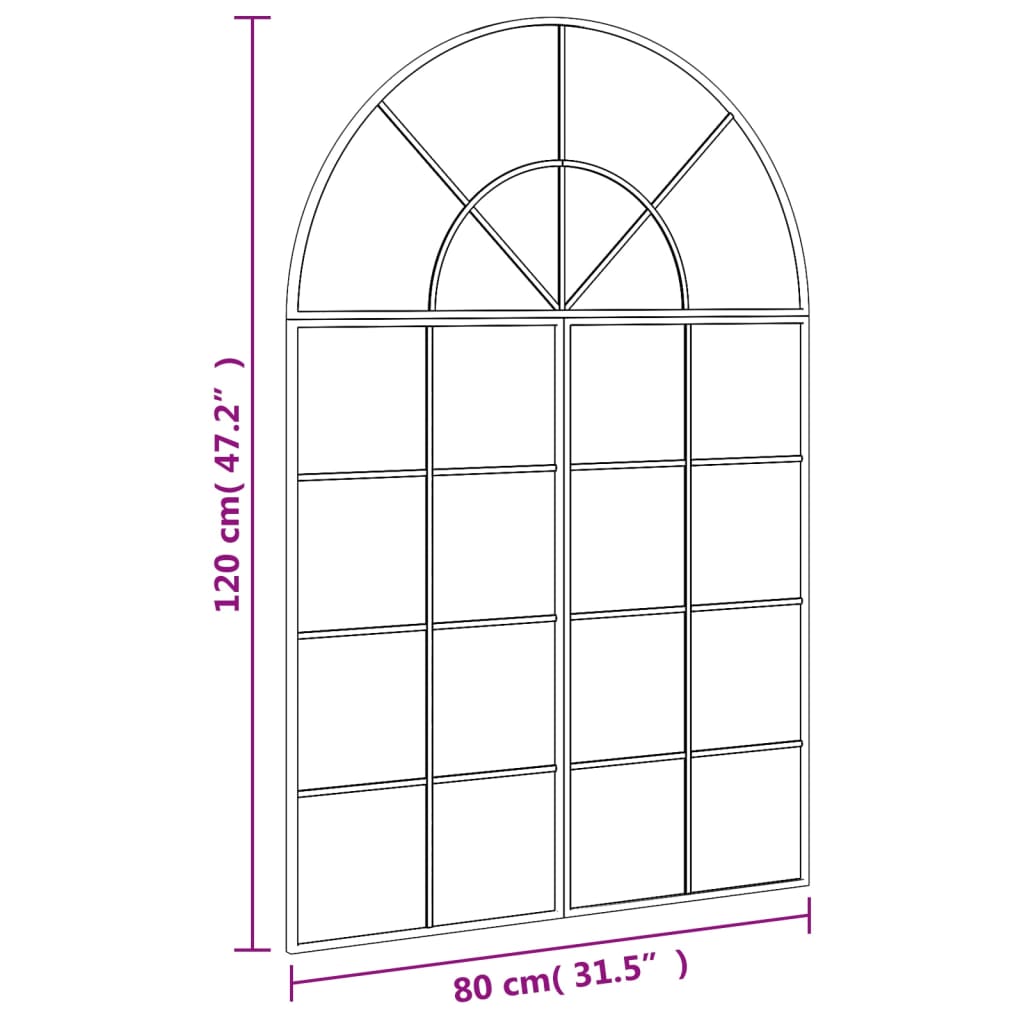 Wandspiegel Boog Ijzer Zwart 80 x 120 cm