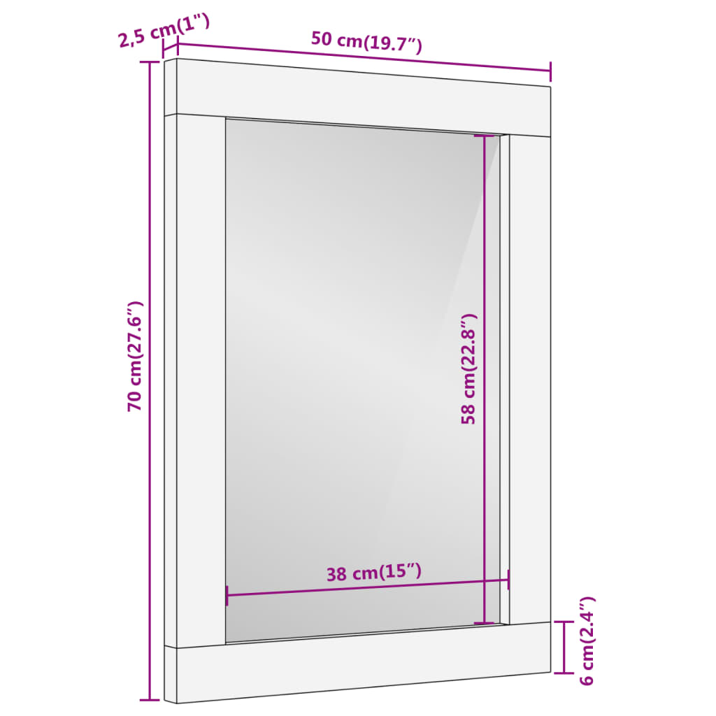 Badkamerspiegel 50X70X2,5 Cm Massief Acaciahout En Glas