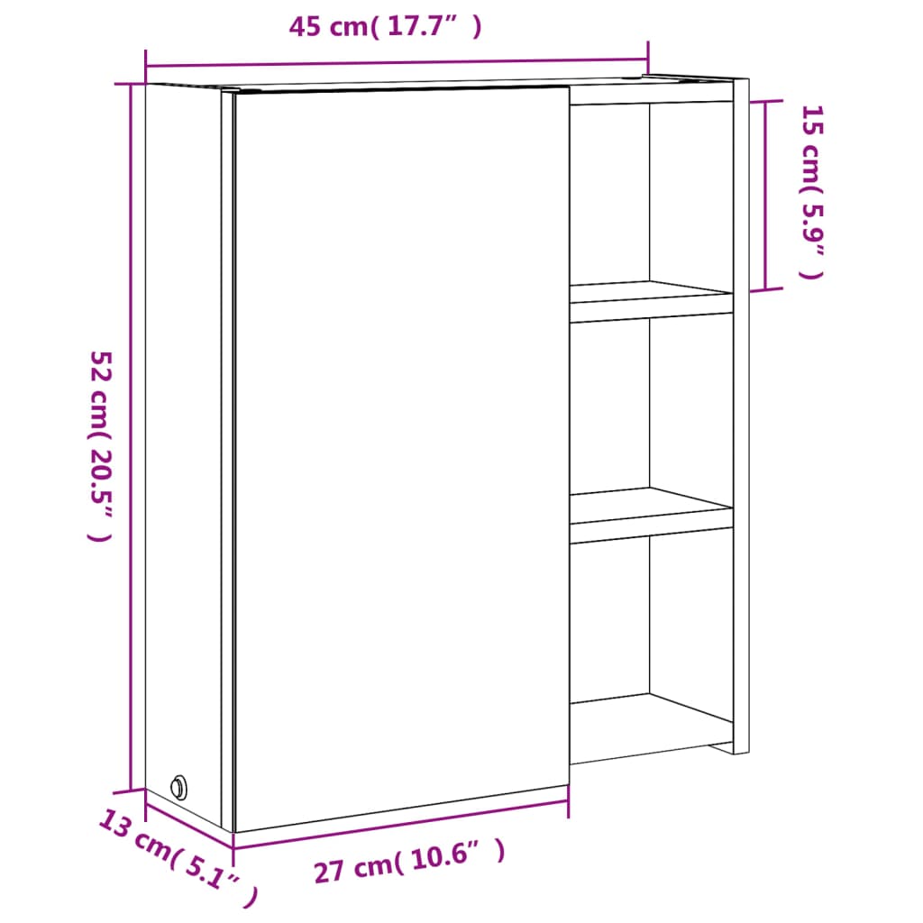 Badkamerkast Met Spiegel En Led 45 x 13 x 52 cm Wit