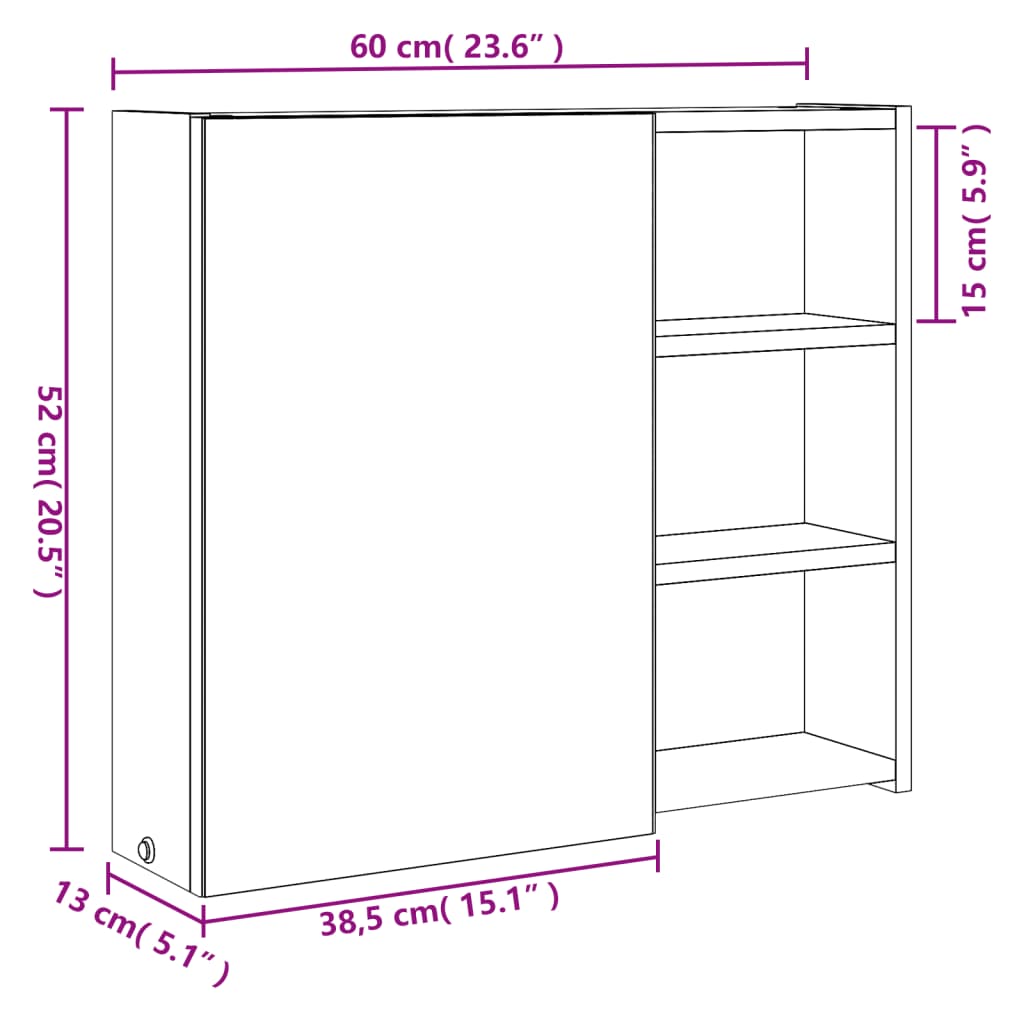 Badkamerkast Met Spiegel En Led 60 x 13 x 52 cm Wit