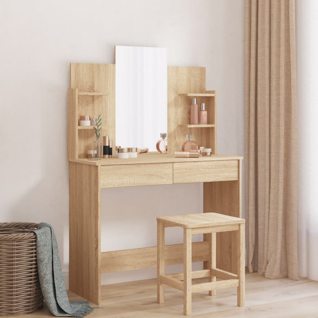 Kaptafel Met Spiegel 96X39X42 Cm Kleurig Sonoma eiken