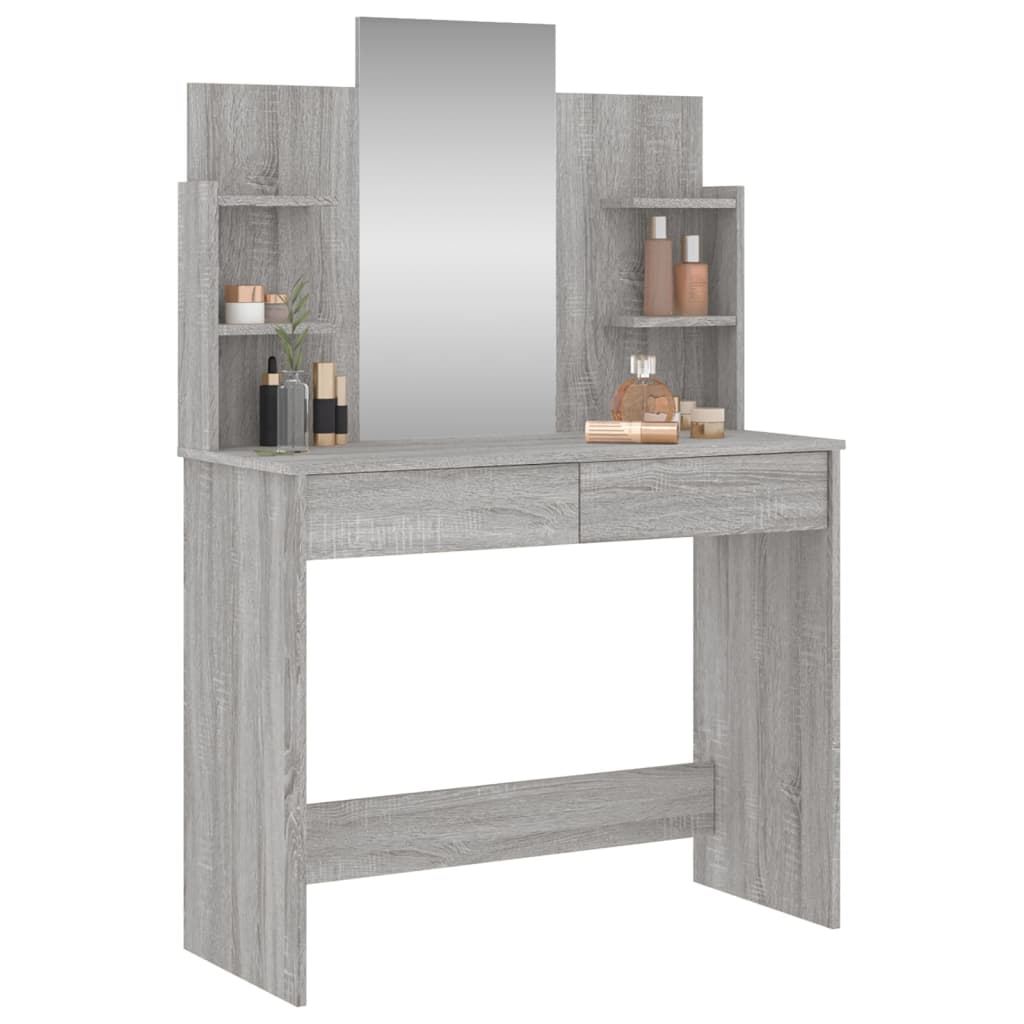 Kaptafel Met Spiegel 96X39X42 Cm Eikenkleurig Grijs sonoma