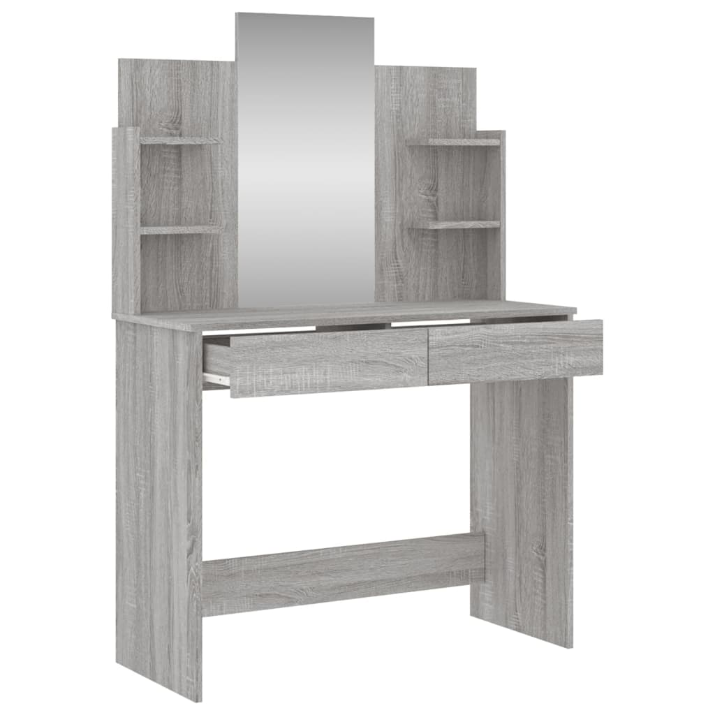 Kaptafel Met Spiegel 96X39X42 Cm Eikenkleurig Grijs sonoma