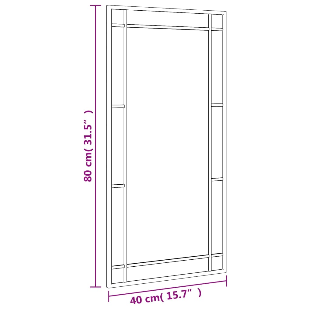 Wandspiegel Rechthoekig Ijzer Zwart 40 x 80 cm