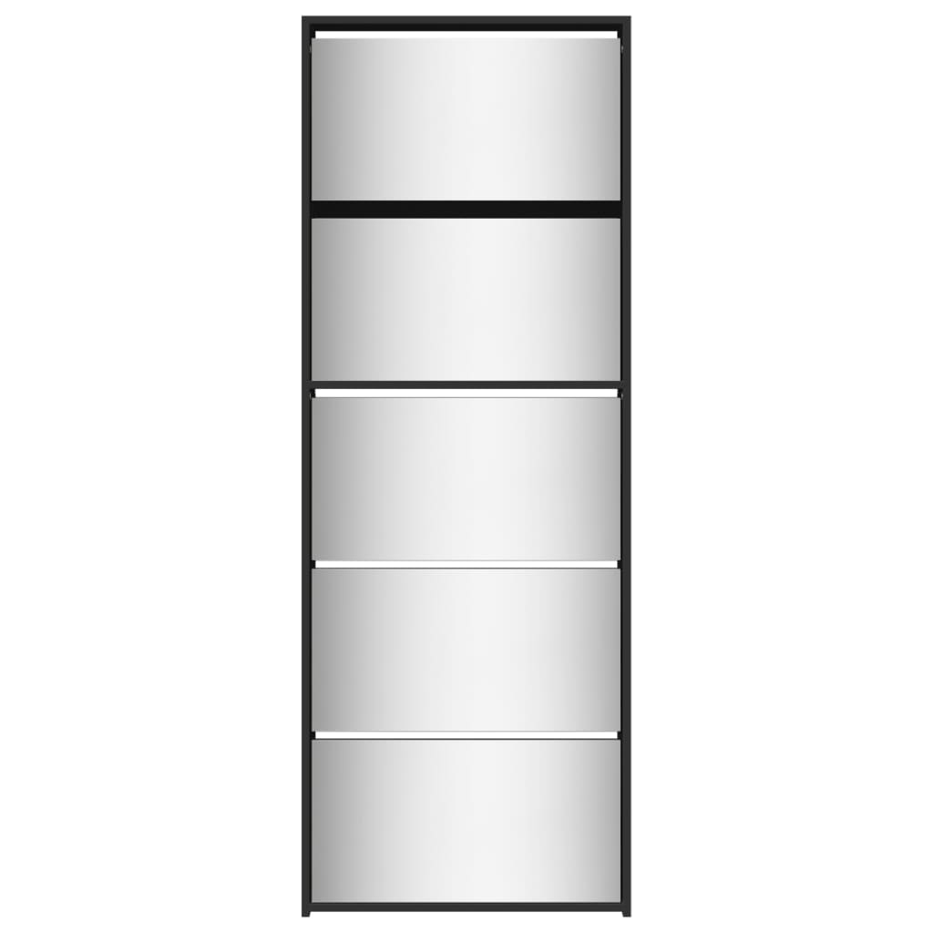 Schoenenkast Met Spiegel 5-Laags 63X7X69,5 Cm Zwart