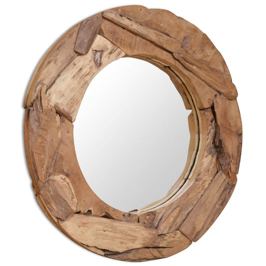 Decoratieve Spiegel Rond 80 Cm Teakhout