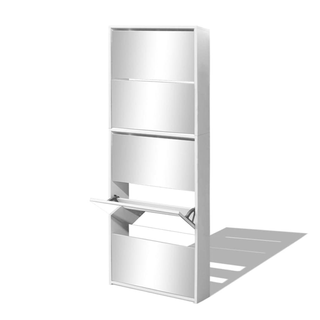 Schoenenkast Met 5 Spiegels 63X17X169,5 Cm Wit