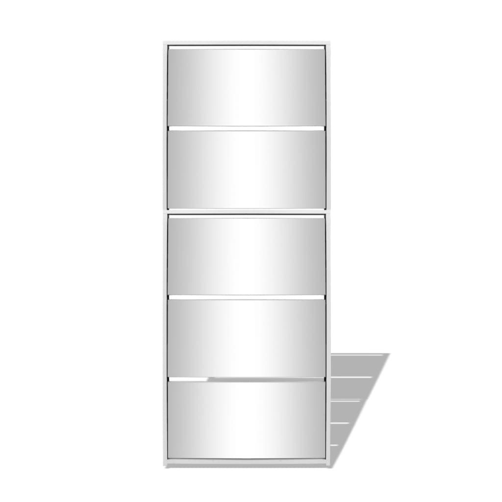 Schoenenkast Met 5 Spiegels 63X17X169,5 Cm Wit