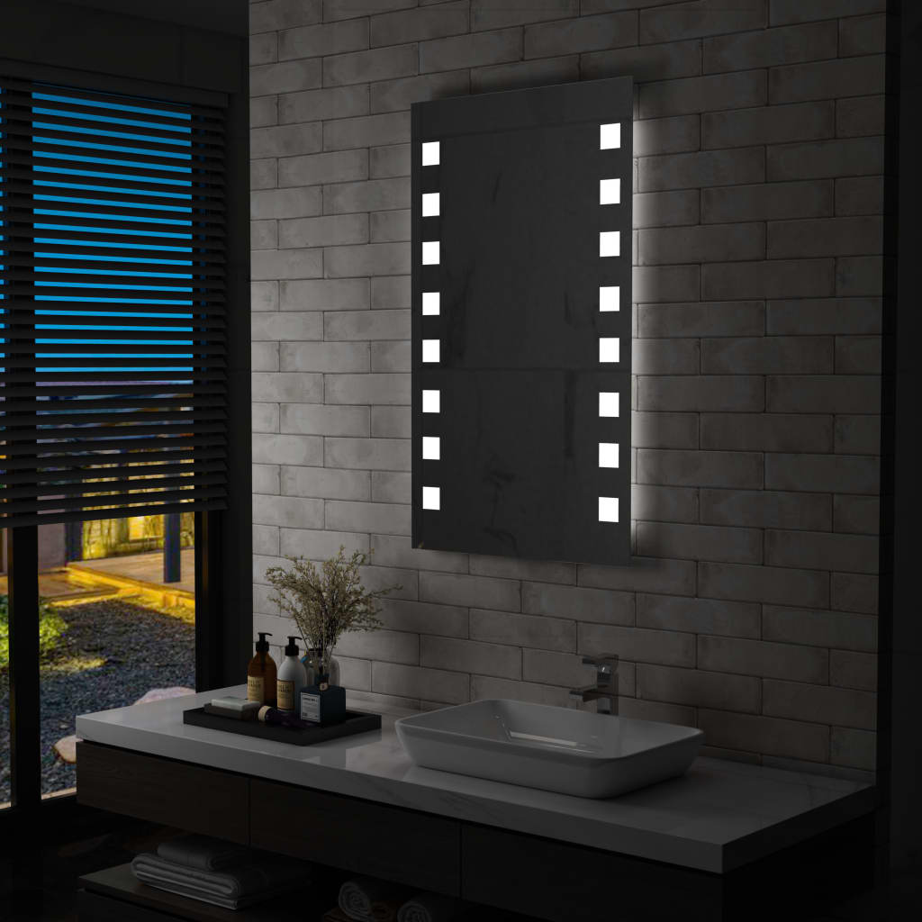 LED Badkamerspiegel (60 x 100 cm) met Zilveren Aluminium rechthoekig Frame