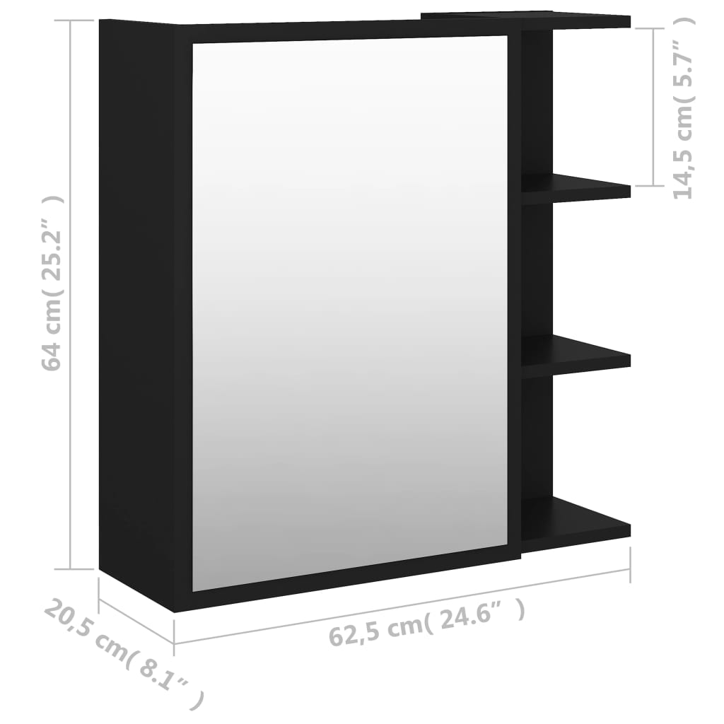 Badkamerspiegelkast 62,5X20,5X64 Cm Spaanplaat Zwart