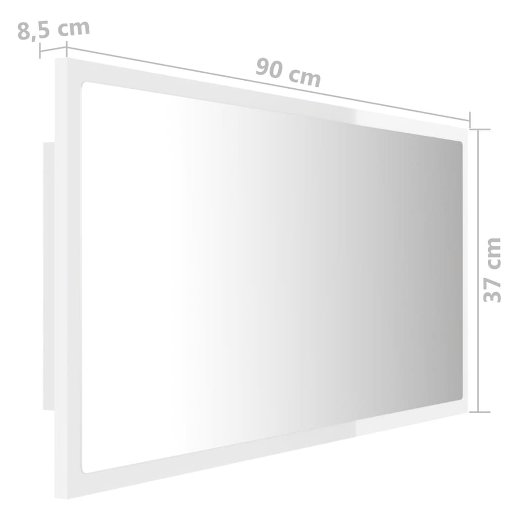 Badkamerspiegel Led 90X8,5X37 Cm Spaanplaat Hoogglans Wit