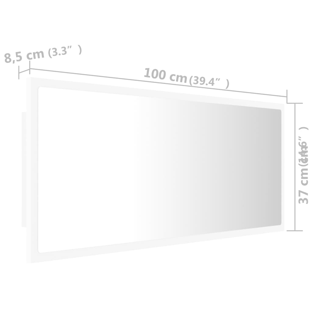 Badkamerspiegel Led 100X8,5X37 Cm Spaanplaat Wit