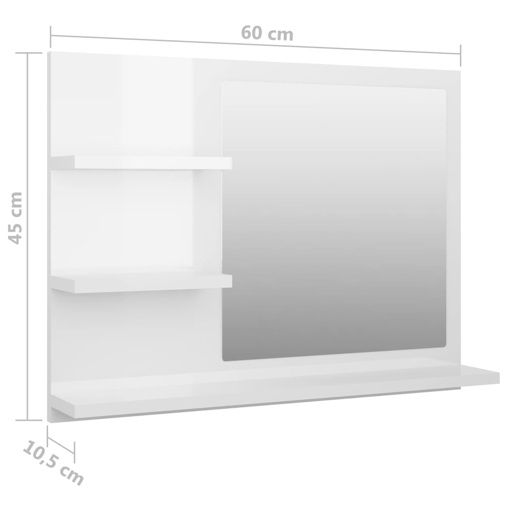 Badkamerspiegel 60X10,5X45 Cm Spaanplaat Hoogglans Wit