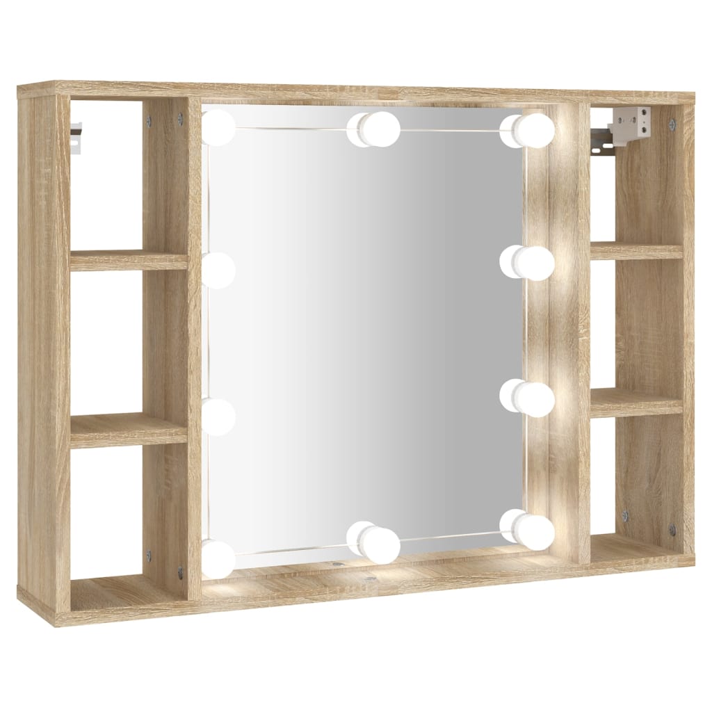 Spiegelkast Met Led-Verlichting 76X15X55 Cm Sonoma Eikenkleurig