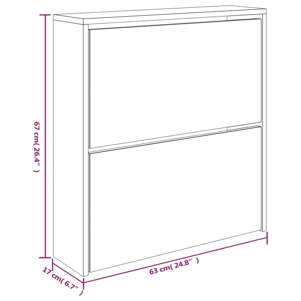 Schoenenkast Met Spiegel 2-Laags 63X17X67 Cm Gerookt Eiken