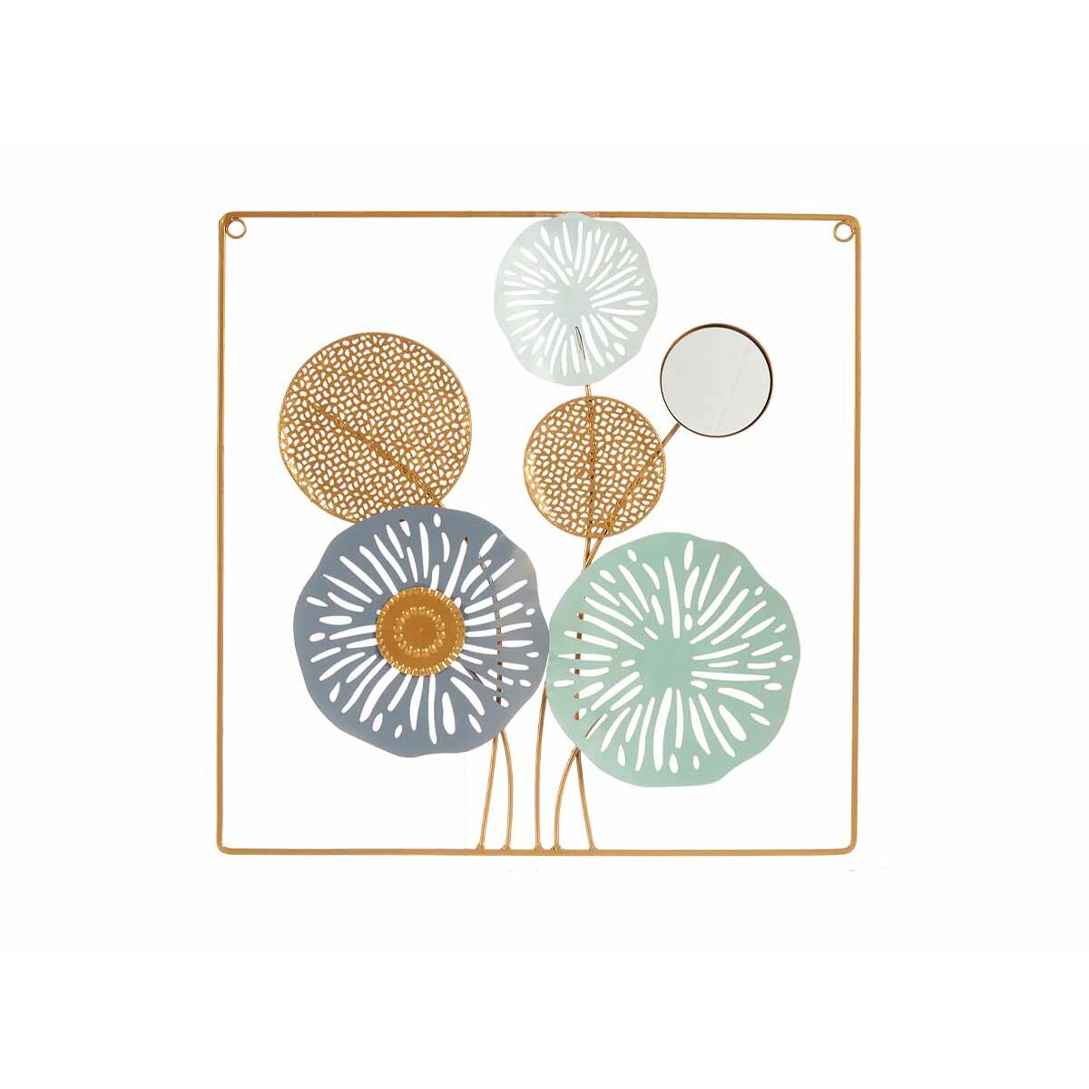 Gift Decor Wanddecoratie Multicolour Blommor Spiegel Metaal Kristal 45 X 45 X 2 Cm (4 Stuks)